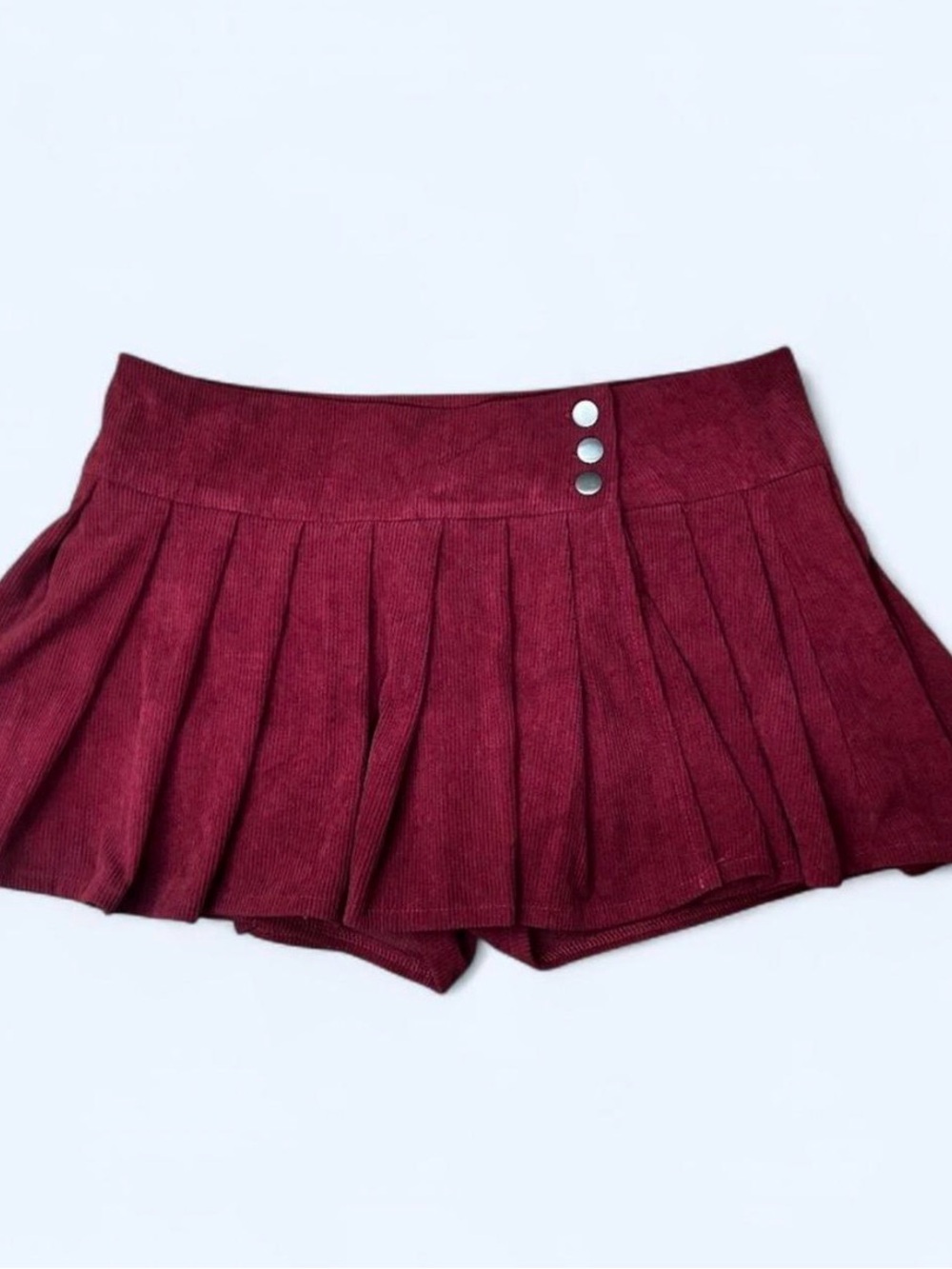 Fashion Nova Wine Corduroy Pleated Mini Skort